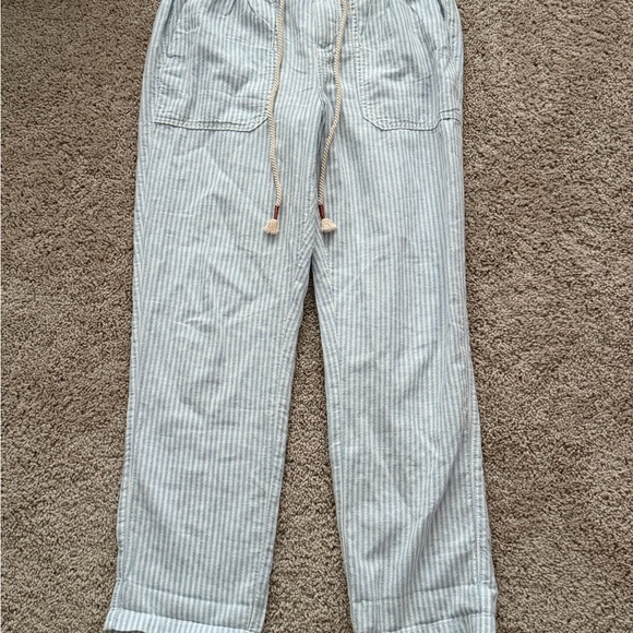 Anthropologie Seashore striped blue and white linen blend crop pants size S - Picture 2 of 7
